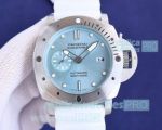 Perfect Replica Panerai Submersible Ice Blue Dial White Rubber Strap 47MM Men Watch